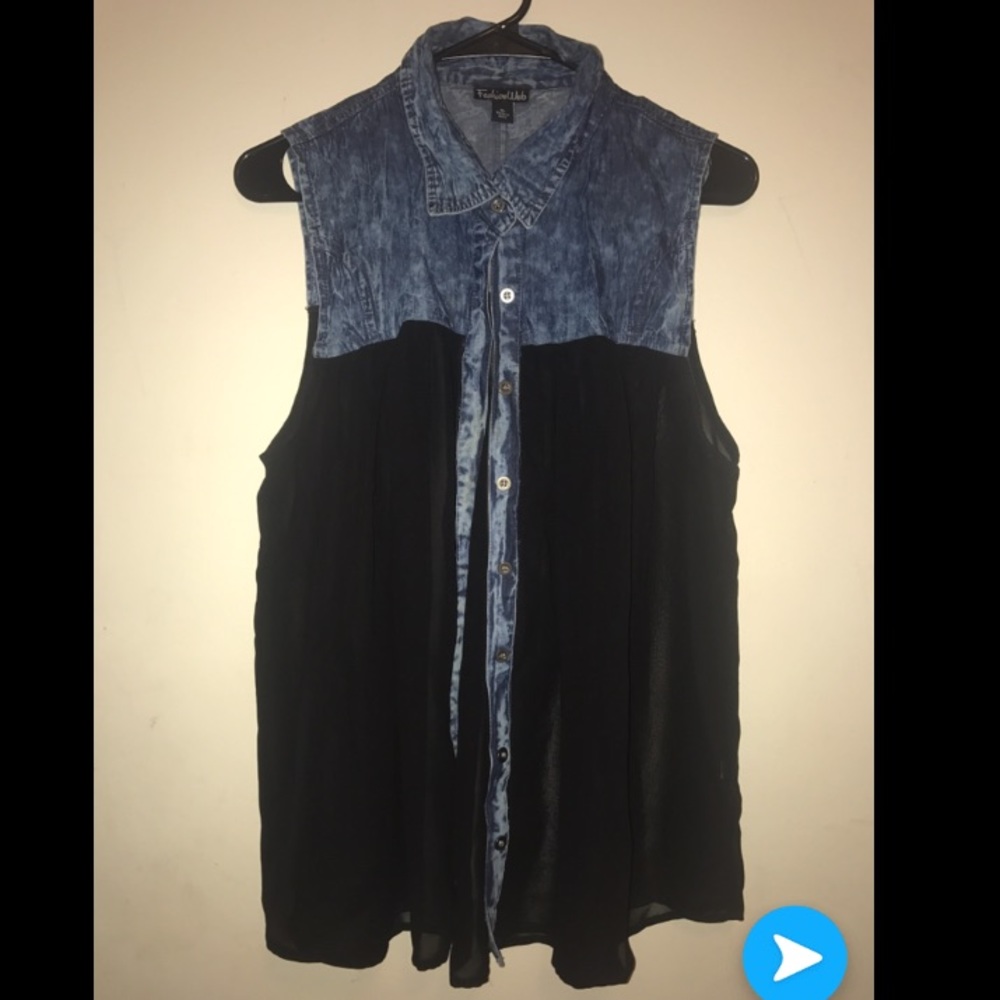 Sleeveless Sheer Denim Top